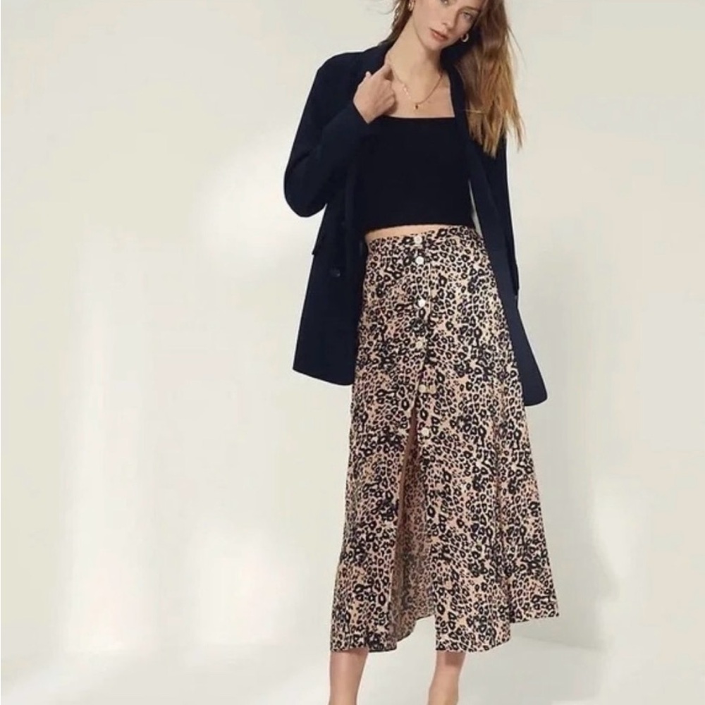 Aritzia Wilfred Amelie Leopard Slip Skirt Midi Size 6